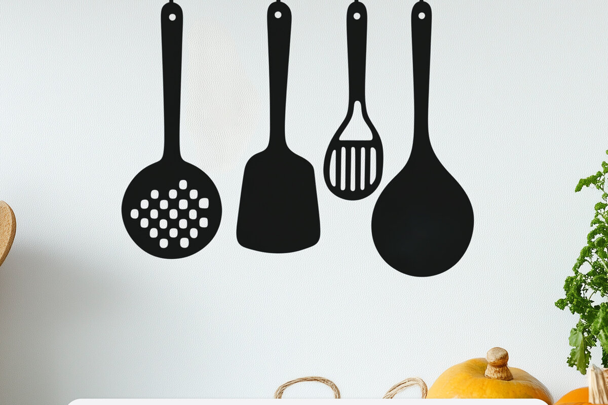 Σετ των 2 Intra απο ξύλο plywood 3mm-4mm πάχος – Paper Cut Kitchen Sign! Δίασταση  40x30 cm INTRAFABR-111852978