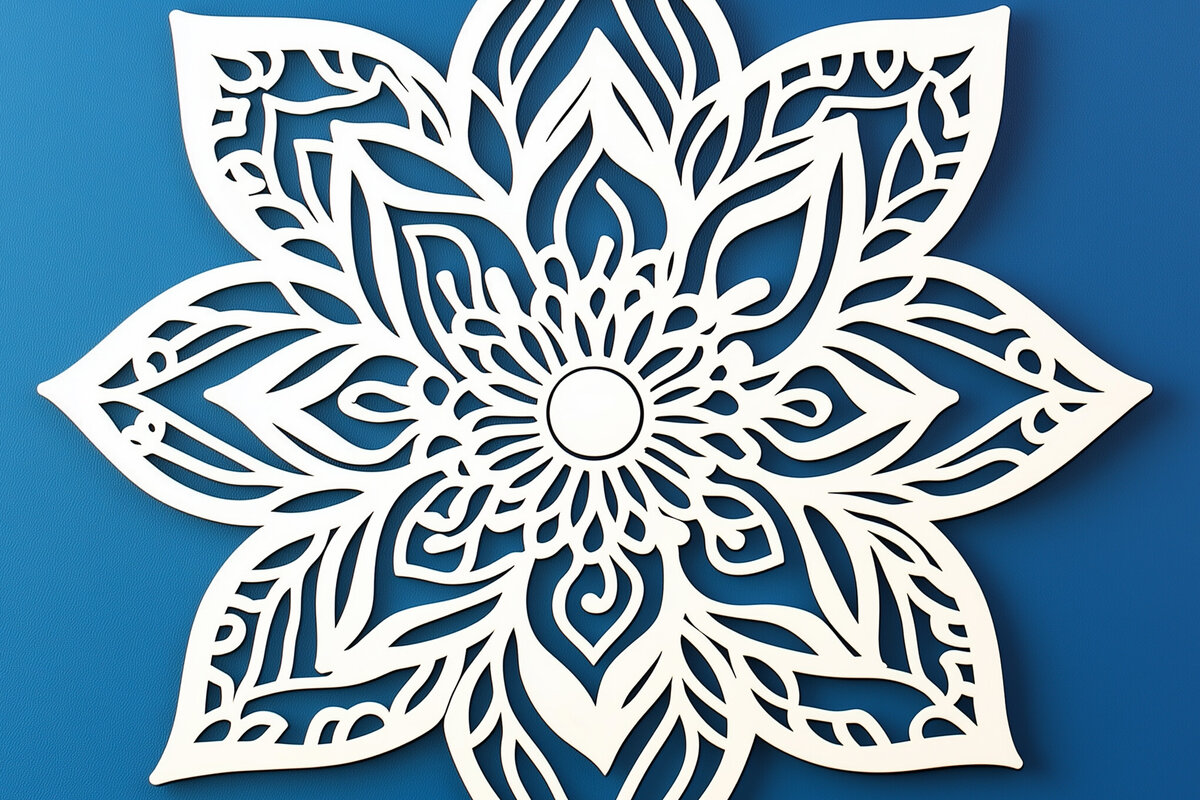Σετ των 2 Intra απο ξύλο plywood 3mm-4mm πάχος – Paper Cut Lily Mandala Αρχείο Δίασταση  20x20 cm INTRAFABR-107544973