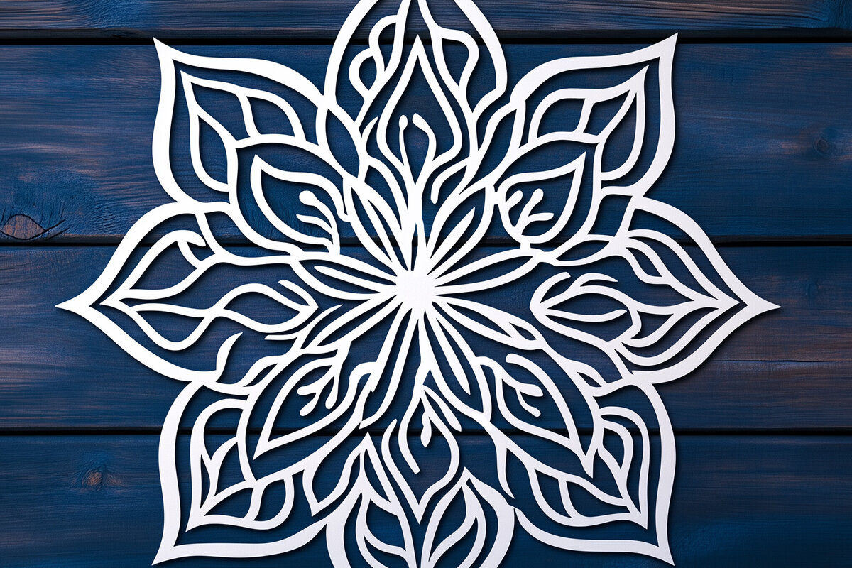 Σετ των 2 Intra απο ξύλο plywood 3mm-4mm πάχος – Paper Cut Lily Mandala Αρχείο Δίασταση  20x20 cm INTRAFABR-107546885