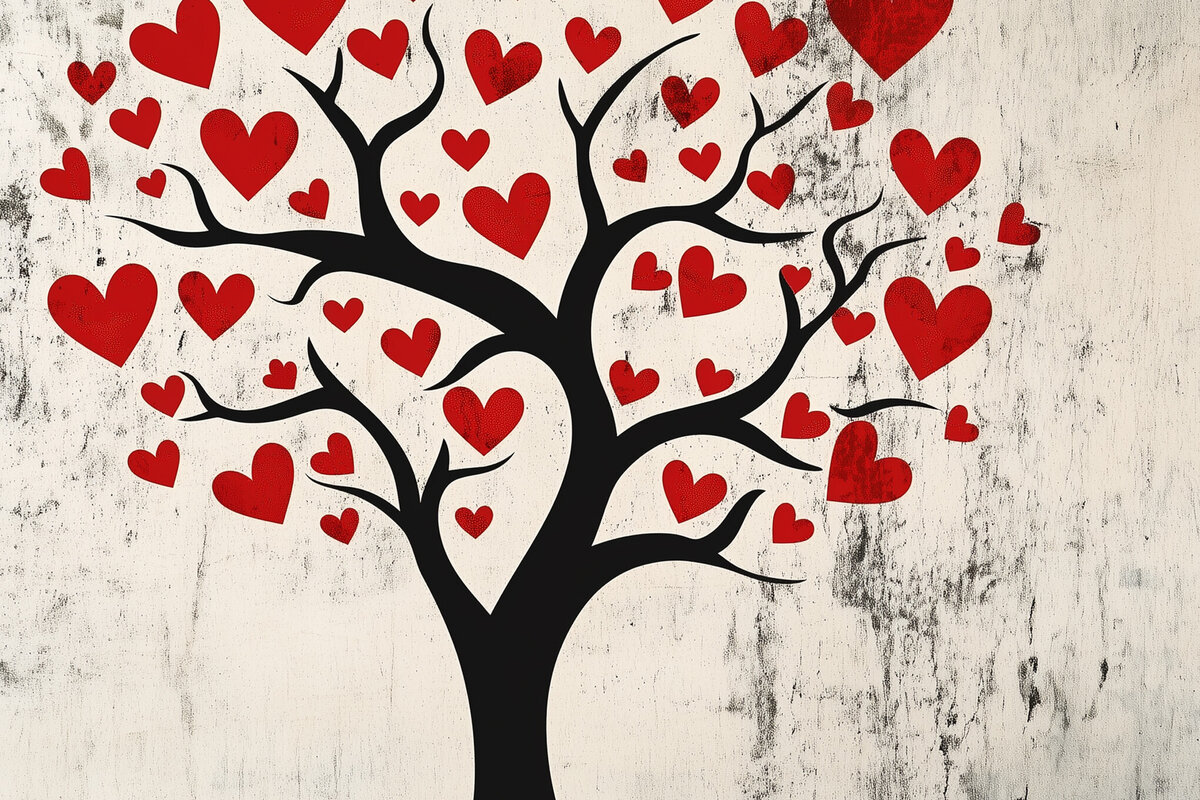 Σετ των 2 Intra απο ξύλο plywood 3mm-4mm πάχος – Paper Cut Love Tree Δίασταση  20x20 cm INTRAFABR-112675378