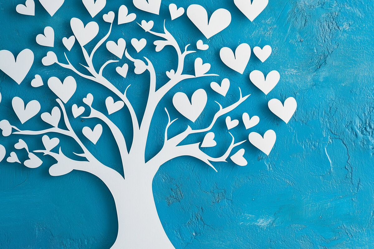 Σετ των 2 Intra απο ξύλο plywood 3mm-4mm πάχος – Paper Cut Love Tree Δίασταση  20x20 cm INTRAFABR-112690620