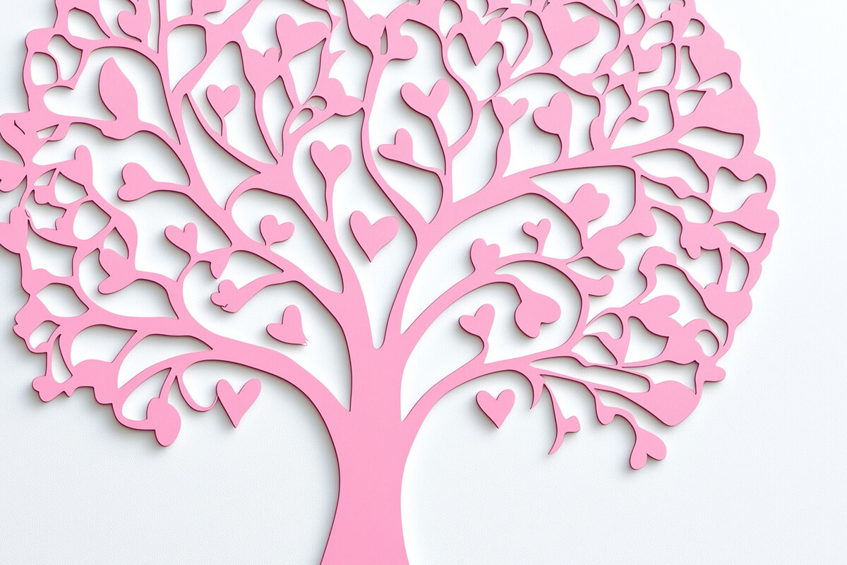 Σετ των 2 Intra απο ξύλο plywood 3mm-4mm πάχος – Paper Cut Love Tree Δίασταση  20x20 cm INTRAFABR-112694459