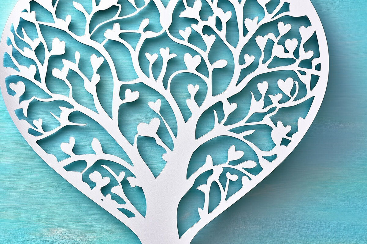 Σετ των 2 Intra απο ξύλο plywood 3mm-4mm πάχος – Paper Cut Love Tree Δίασταση  20x20 cm INTRAFABR-112694948