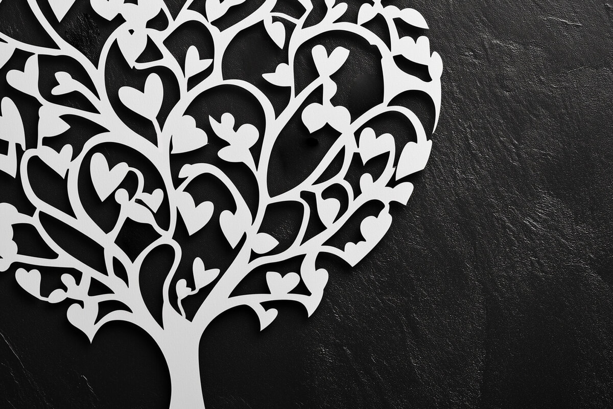 Σετ των 2 Intra απο ξύλο plywood 3mm-4mm πάχος – Paper Cut Love Tree Δίασταση  20x20 cm INTRAFABR-112675034