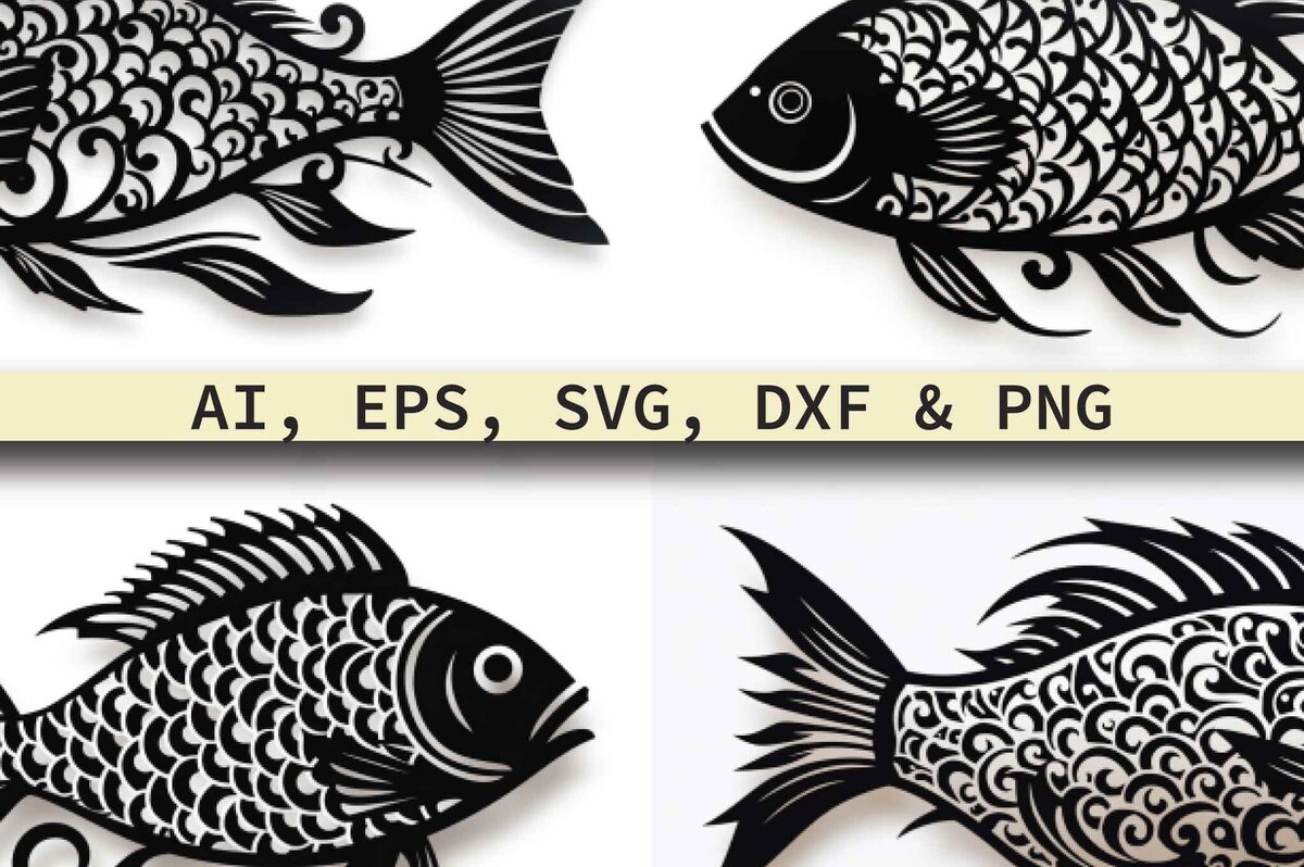 Σετ των 2 Intra απο ξύλο plywood 3mm-4mm πάχος – Πακέτο Fish Style Paper Cut Mandala Δίασταση  20x20 cm INTRAFABR-80042814