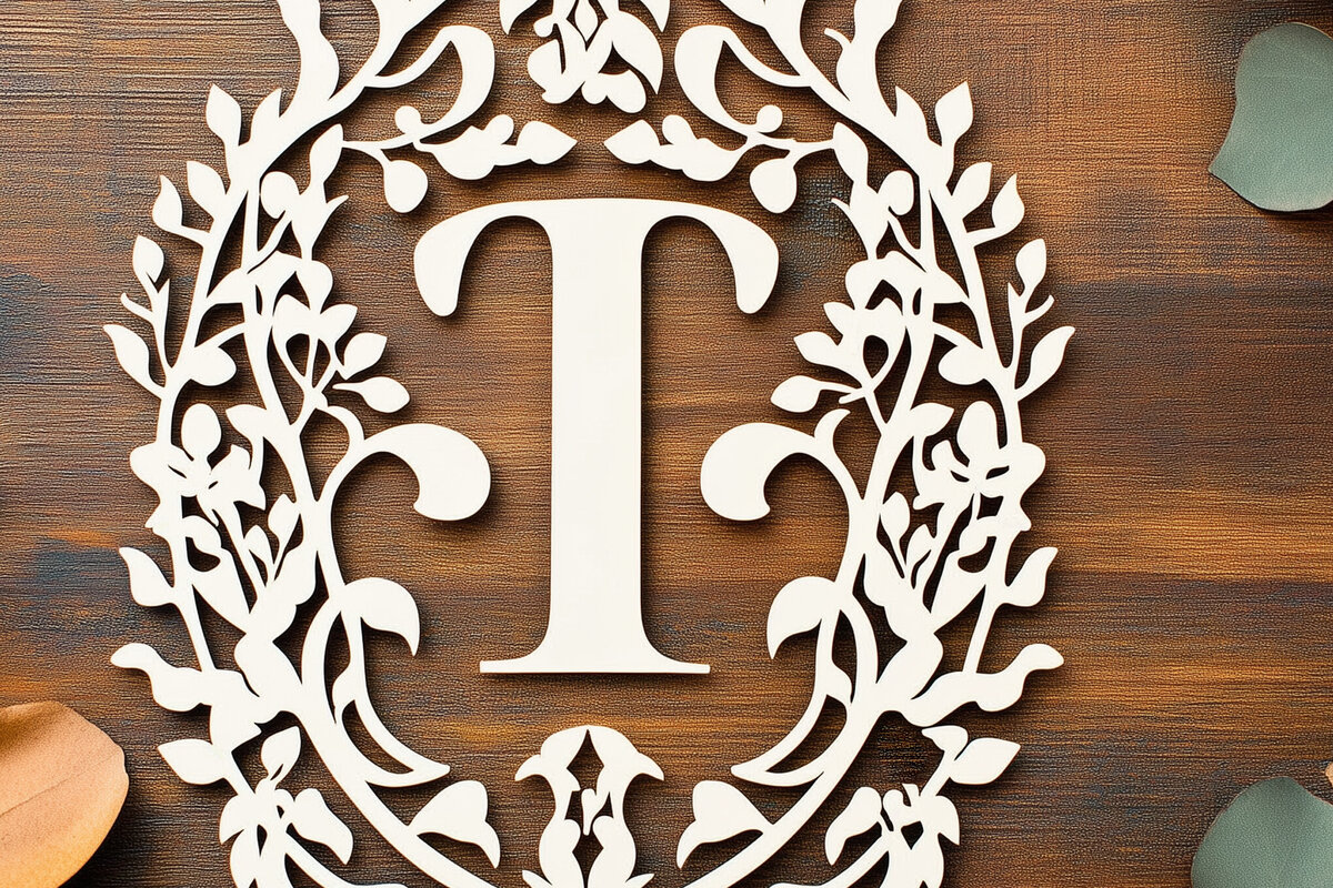 Σετ των 2 Intra απο ξύλο plywood 3mm-4mm πάχος – Αρχείο κοπής μονογράμματος Cut Paper Δίασταση  20x20 cm INTRAFABR-107741236