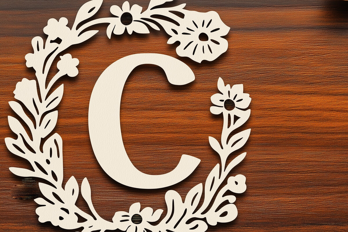 Σετ των 2 Intra απο ξύλο plywood 3mm-4mm πάχος – Αρχείο κοπής μονογράμματος Cut Paper Δίασταση  20x20 cm INTRAFABR-107740909