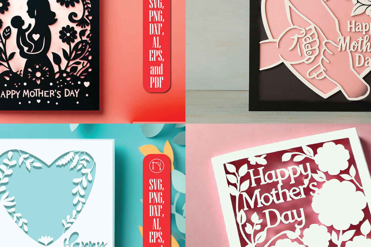 Σετ των 2 Intra απο ξύλο plywood 3mm-4mm πάχος – Πακέτο για τη γιορτή της μητέρας σε χαρτί Δίασταση  20x20 cm INTRAFABR-119643112