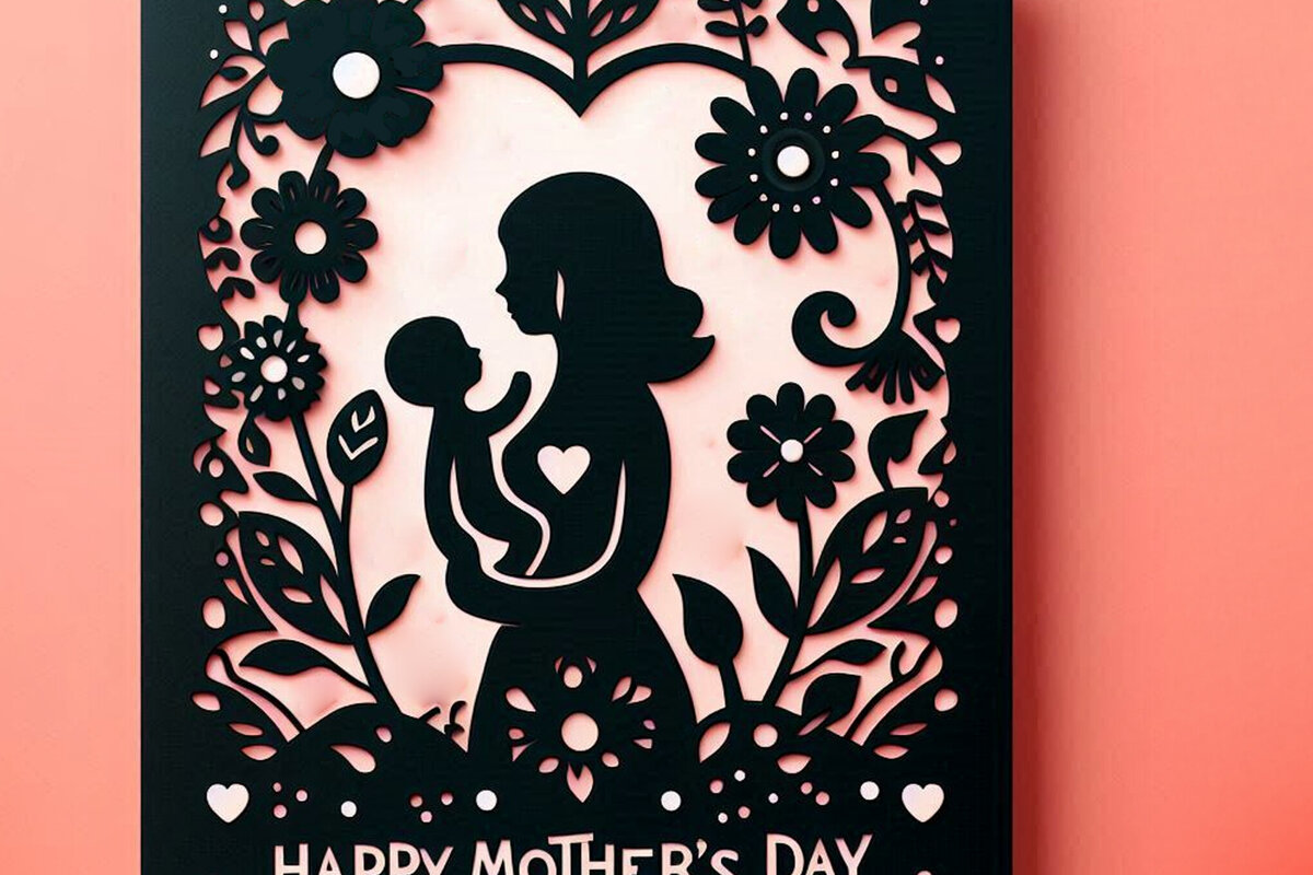 Σετ των 2 Intra απο ξύλο plywood 3mm-4mm πάχος – Paper Cut Mother's Day Card Δίασταση  20x20 cm INTRAFABR-119642974