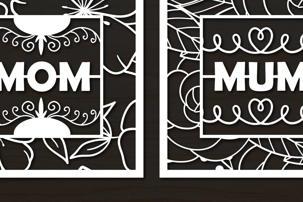 Σετ των 2 Intra απο ξύλο plywood 3mm-4mm πάχος – Πακέτο Paper Cut Mother's Day Δίασταση  20x20 cm INTRAFABR-69198177