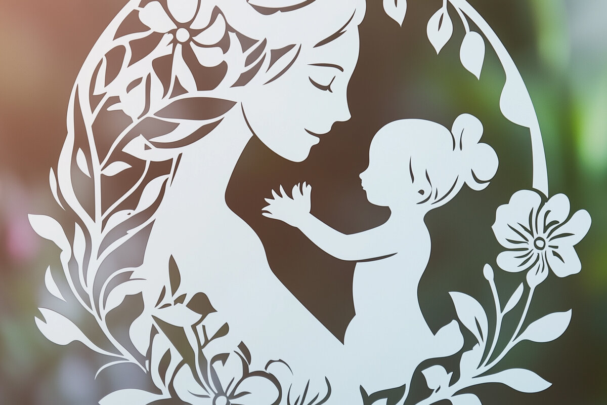 Σετ των 2 Intra απο ξύλο plywood 3mm-4mm πάχος – Paper Cut Mother’s Day Δίασταση  20x20 cm INTRAFABR-117424675