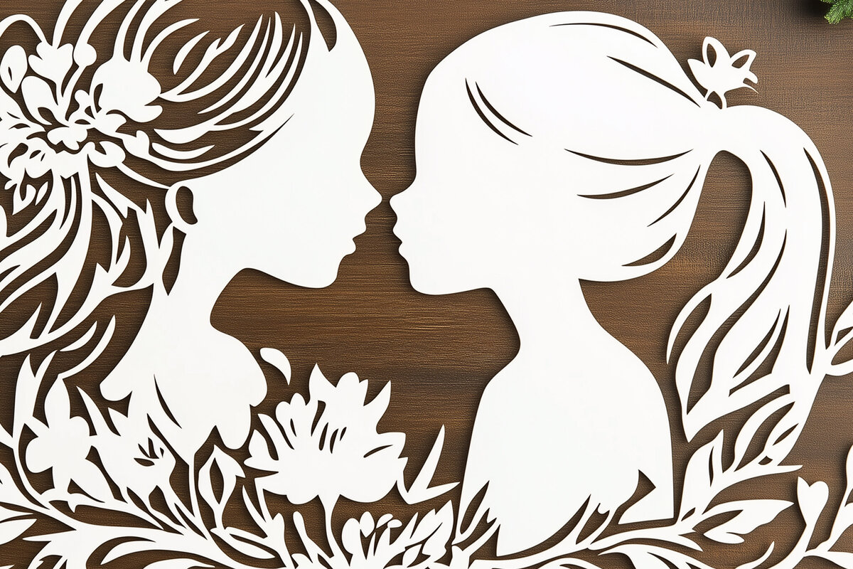 Σετ των 2 Intra απο ξύλο plywood 3mm-4mm πάχος – Paper Cut Mother’s Day Δίασταση  20x20 cm INTRAFABR-117424832
