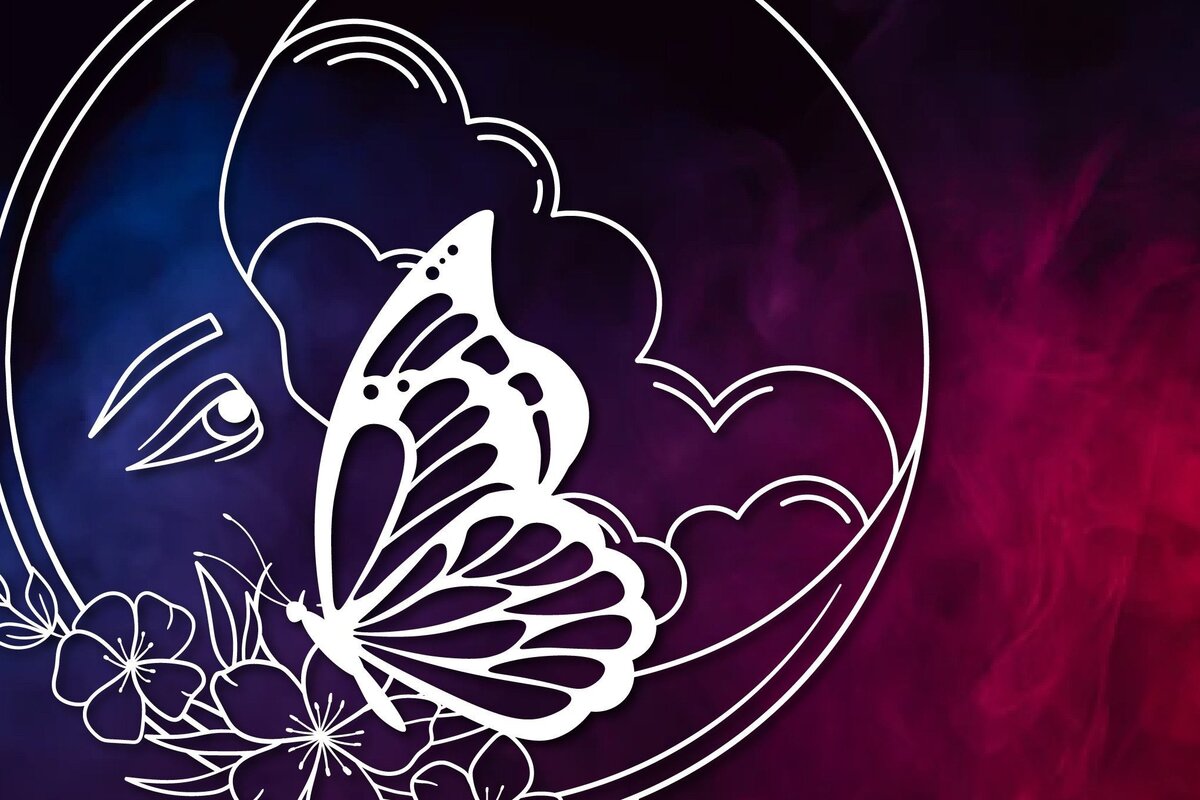 Σετ των 2 Intra απο ξύλο plywood 3mm-4mm πάχος – Διάνυσμα Mystical Butterfly Cut Paper Δίασταση  20x20 cm INTRAFABR-31022008