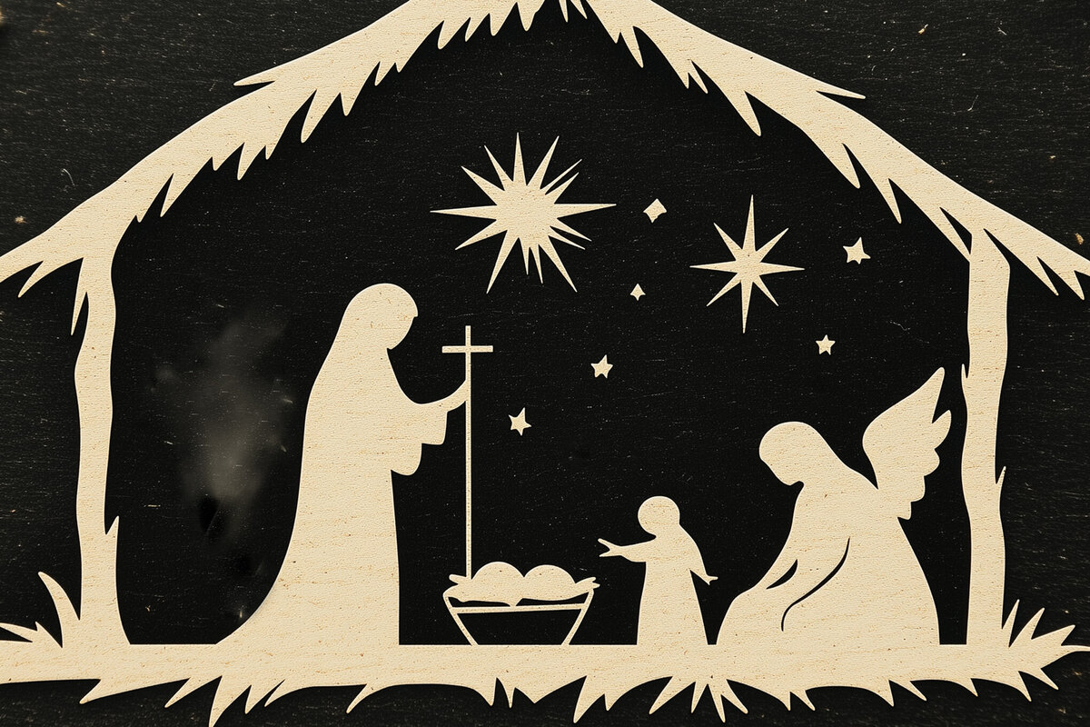 Σετ των 2 Intra απο ξύλο plywood 3mm-4mm πάχος – Χαρτοκομμένη Σκηνή της Γέννησης Δίασταση  20x20 cm INTRAFABR-106646120