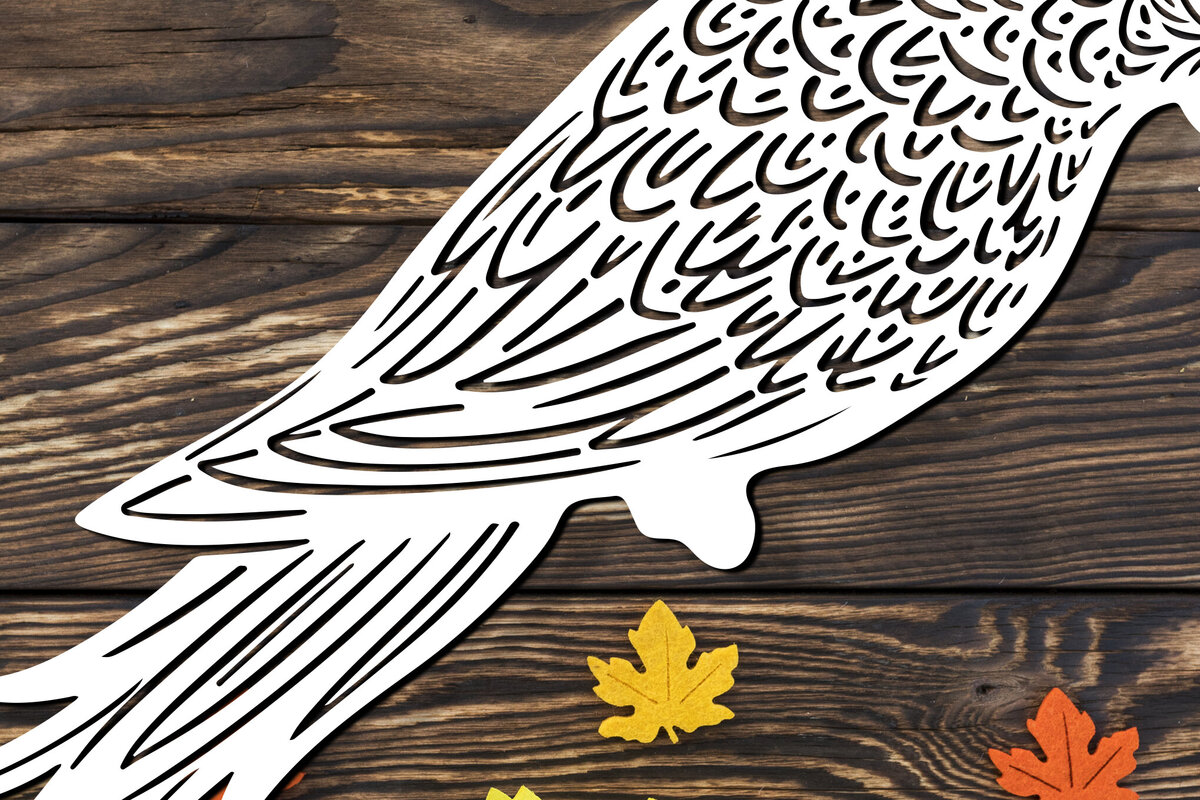 Σετ των 2 Intra απο ξύλο plywood 3mm-4mm πάχος – Paper Cut Parrot Bird Δίασταση  20x20 cm INTRAFABR-120072456