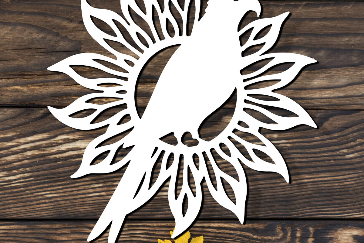 Σετ των 2 Intra απο ξύλο plywood 3mm-4mm πάχος – Paper Cut Parrot Bird Δίασταση  20x20 cm INTRAFABR-120072470