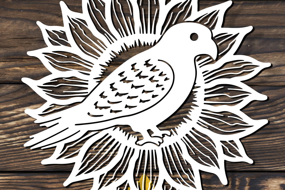 Σετ των 2 Intra απο ξύλο plywood 3mm-4mm πάχος – Paper Cut Parrot Bird Δίασταση  20x20 cm INTRAFABR-120072483