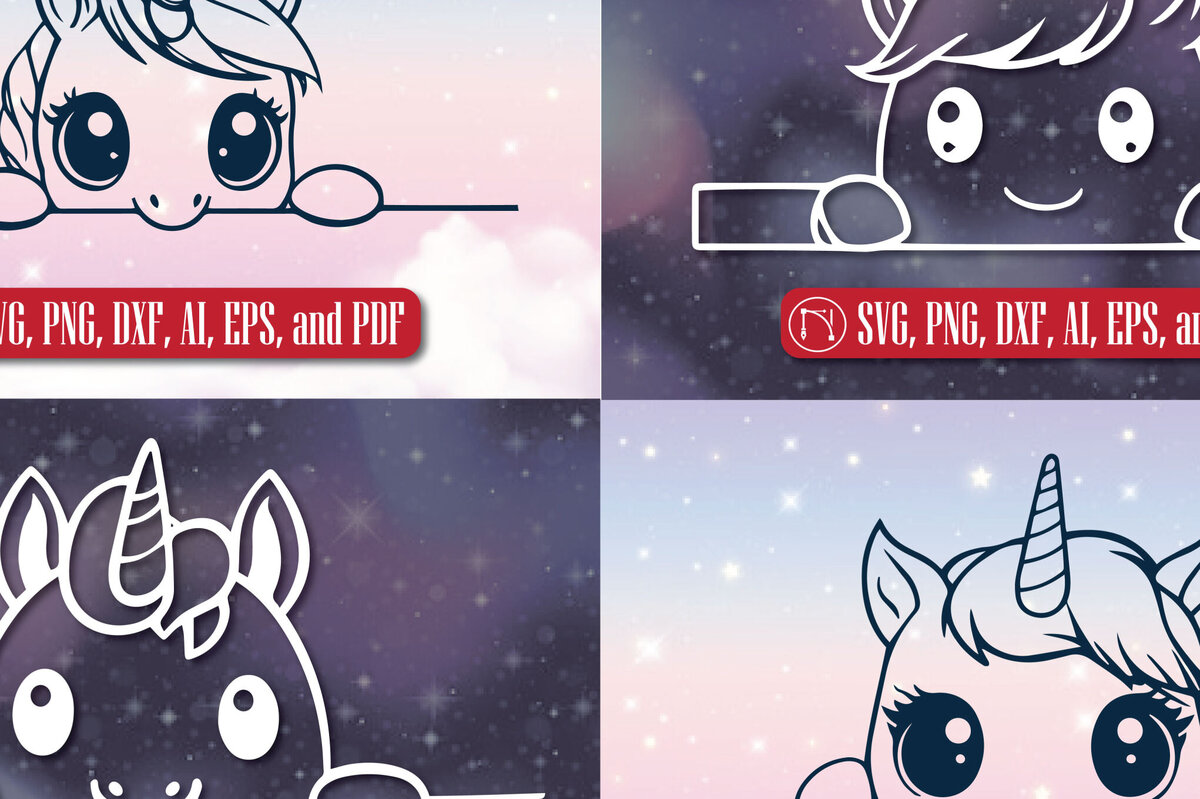 Σετ των 2 Intra απο ξύλο plywood 3mm-4mm πάχος – Paper Cut Peeking Unicorn Bundle Δίασταση  20x20 cm INTRAFABR-107612350