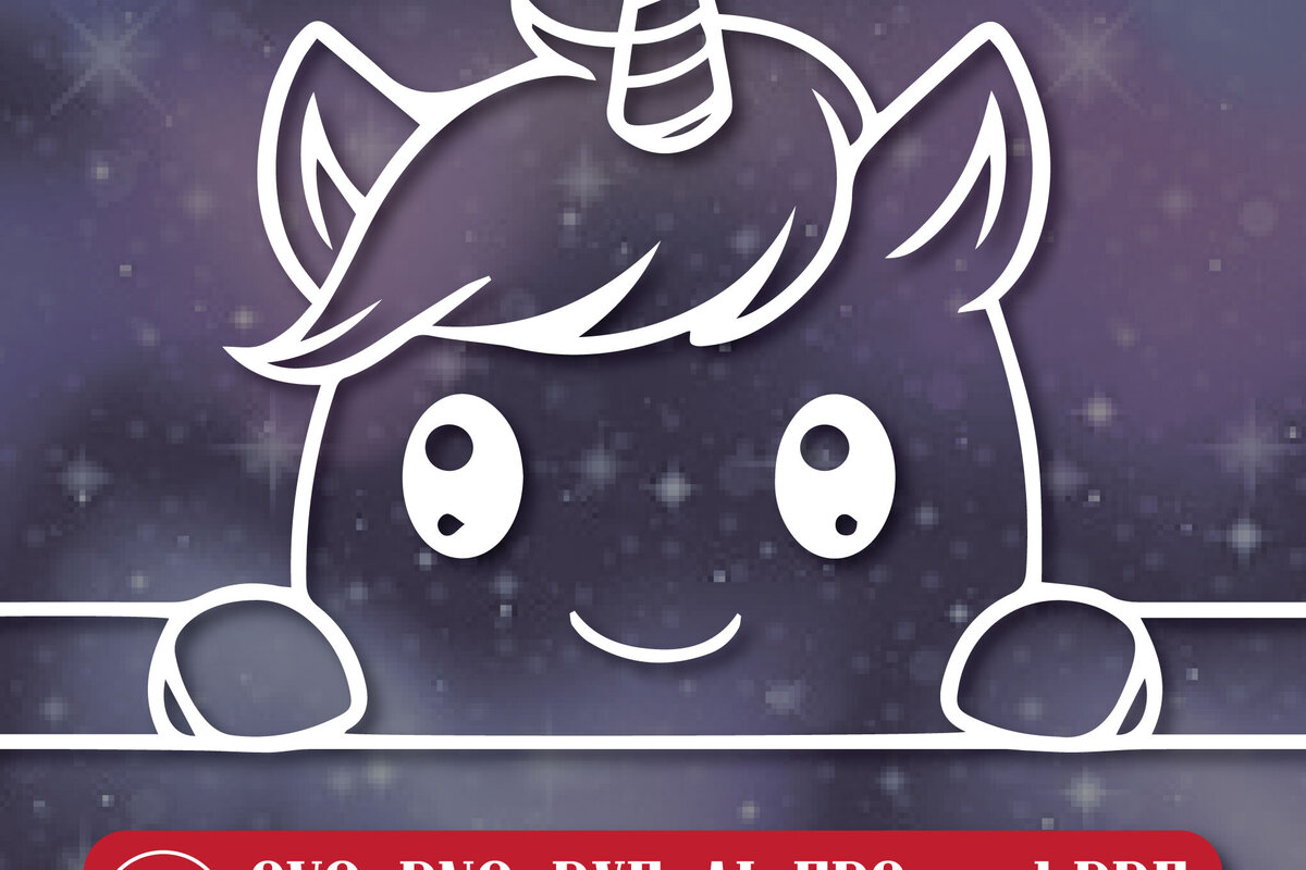 Σετ των 2 Intra απο ξύλο plywood 3mm-4mm πάχος – Paper Cut Peeking Unicorn Δίασταση  20x20 cm INTRAFABR-107612106