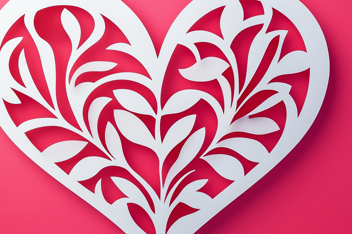 Σετ των 2 Intra απο ξύλο plywood 3mm-4mm πάχος – Κοπή χαρτιού Scalloped Heart Δίασταση  20x20 cm INTRAFABR-115545395