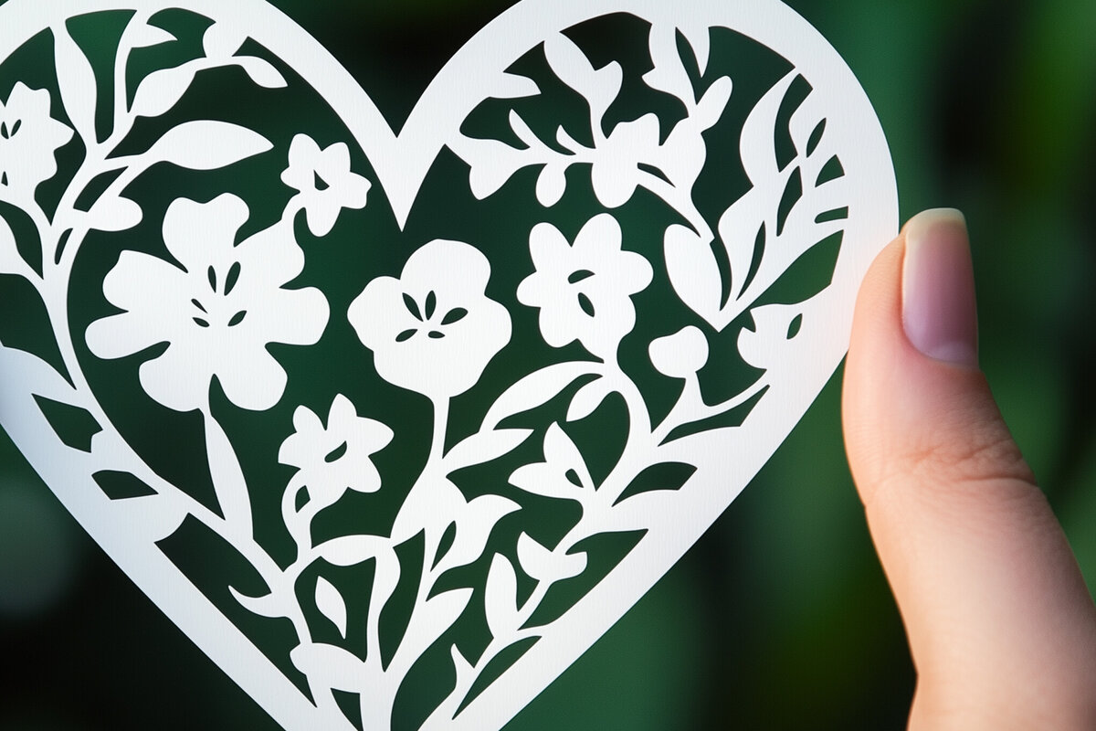 Σετ των 2 Intra απο ξύλο plywood 3mm-4mm πάχος – Κοπή χαρτιού Scalloped Heart Δίασταση  20x20 cm INTRAFABR-115547279