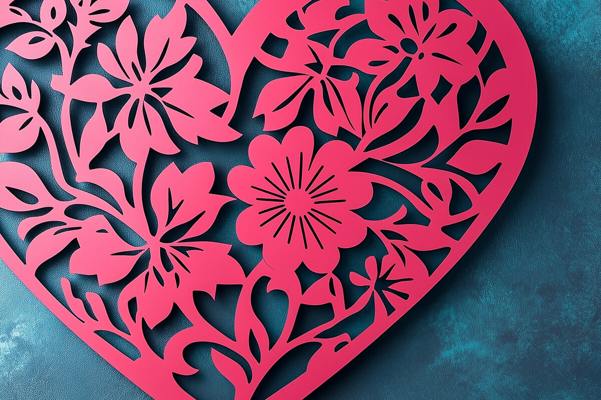 Σετ των 2 Intra απο ξύλο plywood 3mm-4mm πάχος – Κοπή χαρτιού Scalloped Heart Δίασταση  20x20 cm INTRAFABR-115547363