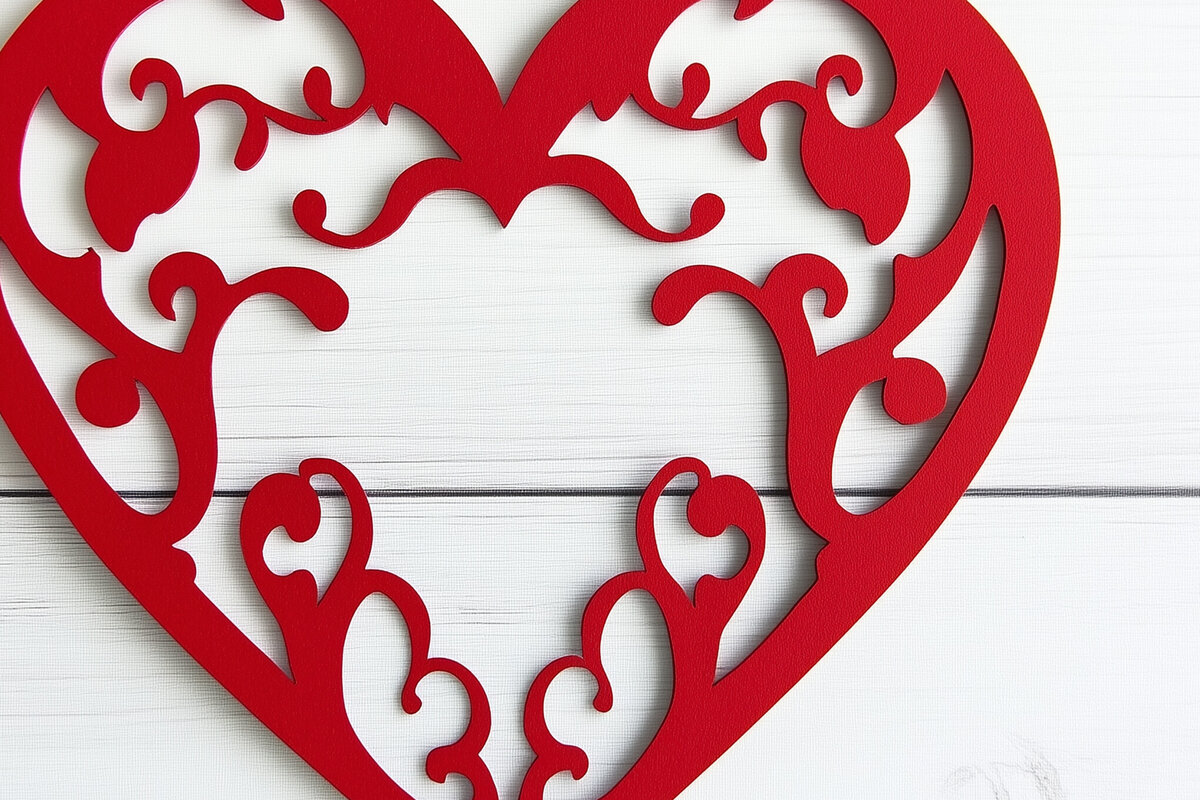 Σετ των 2 Intra απο ξύλο plywood 3mm-4mm πάχος – Κοπή χαρτιού Scalloped Heart Δίασταση  20x20 cm INTRAFABR-115547623