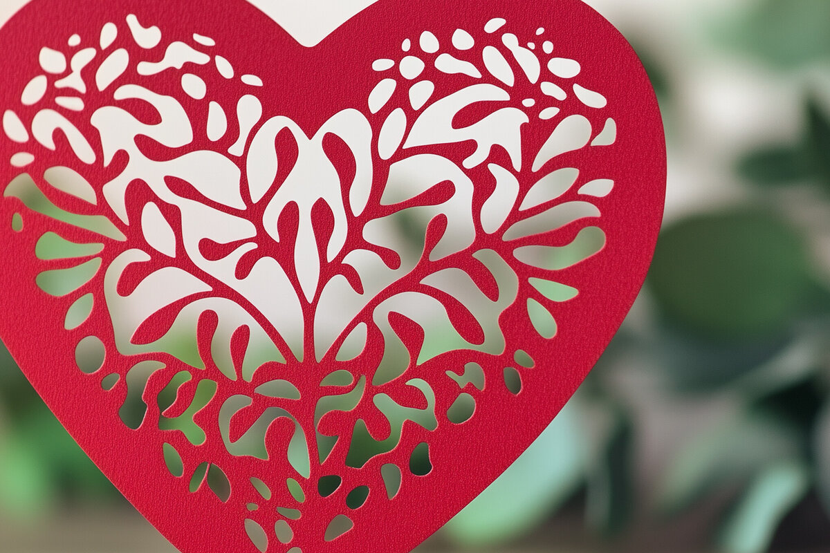 Σετ των 2 Intra απο ξύλο plywood 3mm-4mm πάχος – Κοπή χαρτιού Scalloped Heart Δίασταση  20x20 cm INTRAFABR-115547678