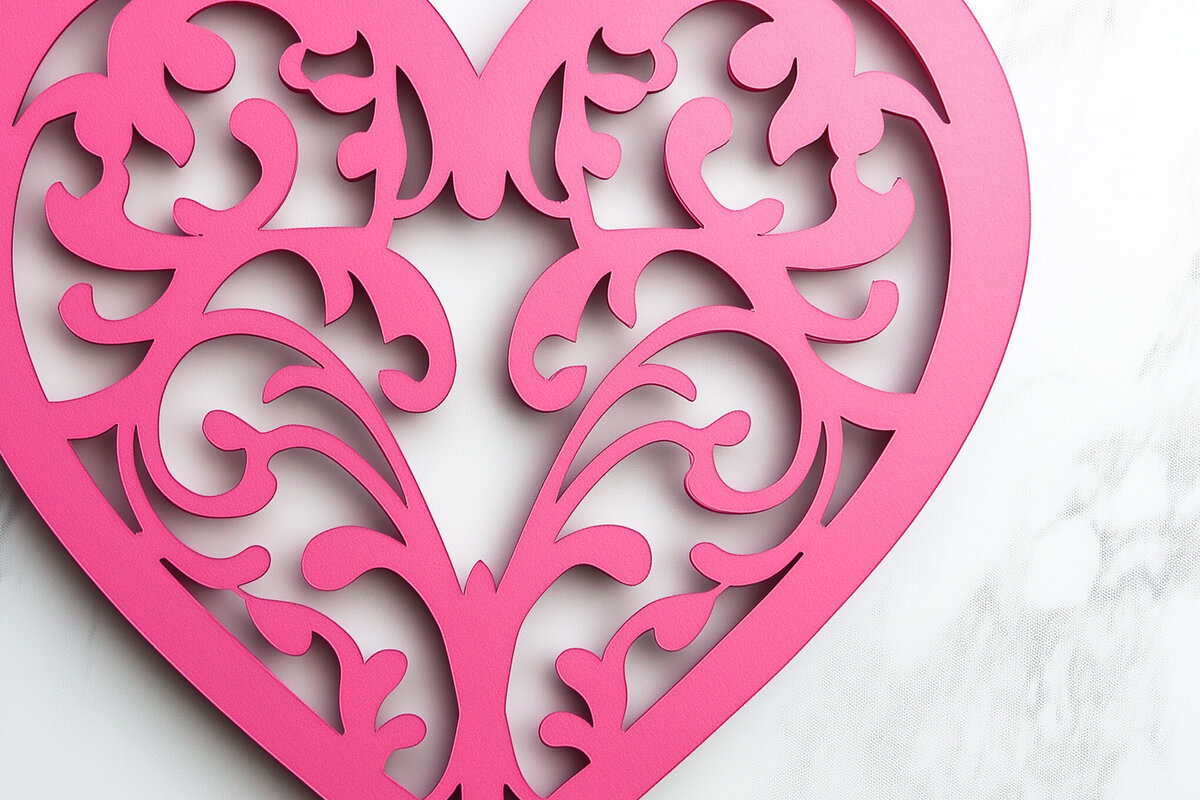 Σετ των 2 Intra απο ξύλο plywood 3mm-4mm πάχος – Κοπή χαρτιού Scalloped Heart Δίασταση  20x20 cm INTRAFABR-115548089