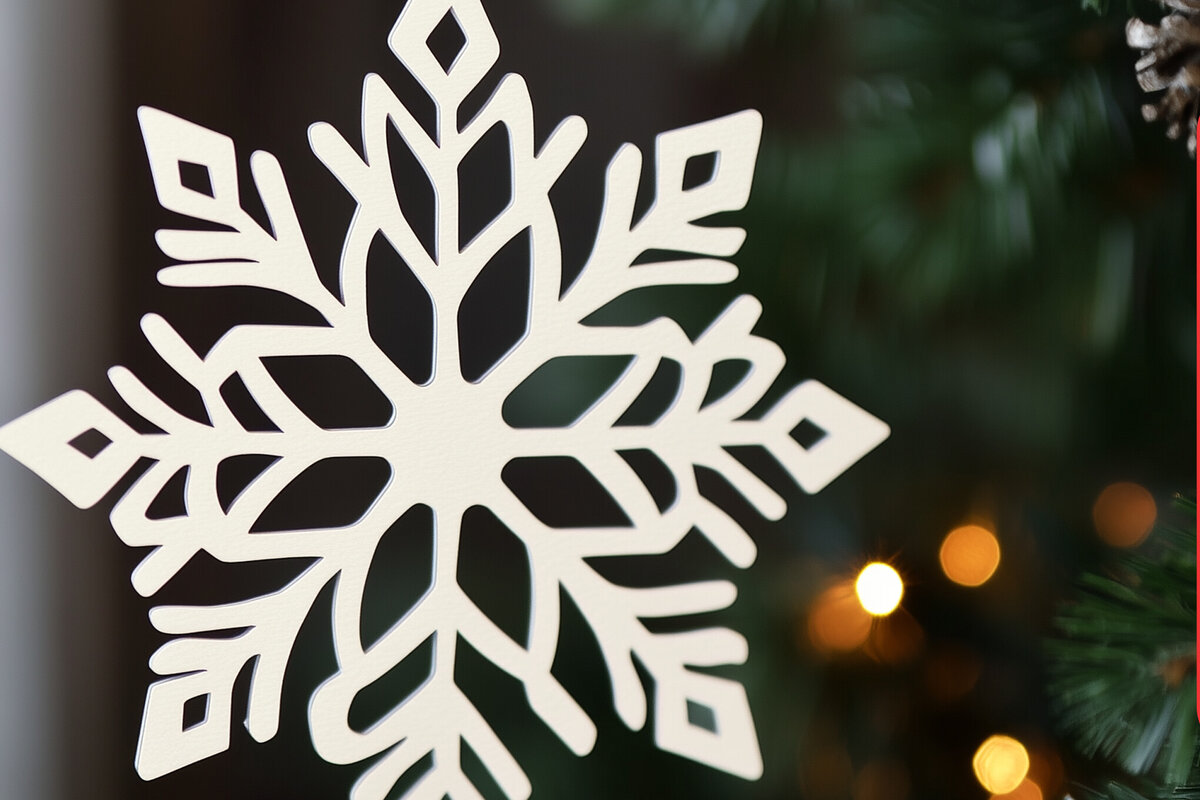 Σετ των 2 Intra απο ξύλο plywood 3mm-4mm πάχος – Χαρτοκομμένο στολίδι Snowflake Cut Fil Δίασταση  20x20 cm INTRAFABR-105917165