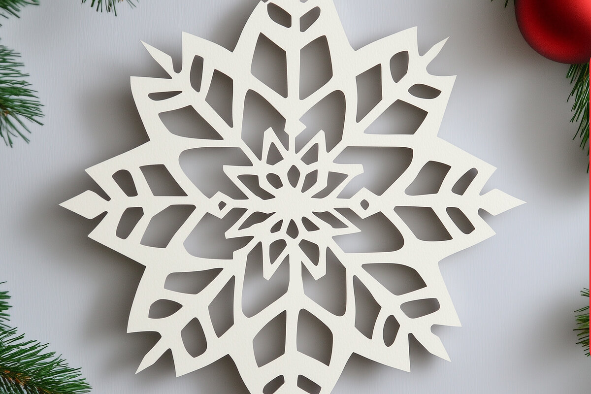 Σετ των 2 Intra απο ξύλο plywood 3mm-4mm πάχος – Χαρτοκομμένο στολίδι Snowflake Cut Fil Δίασταση  20x20 cm INTRAFABR-105912718
