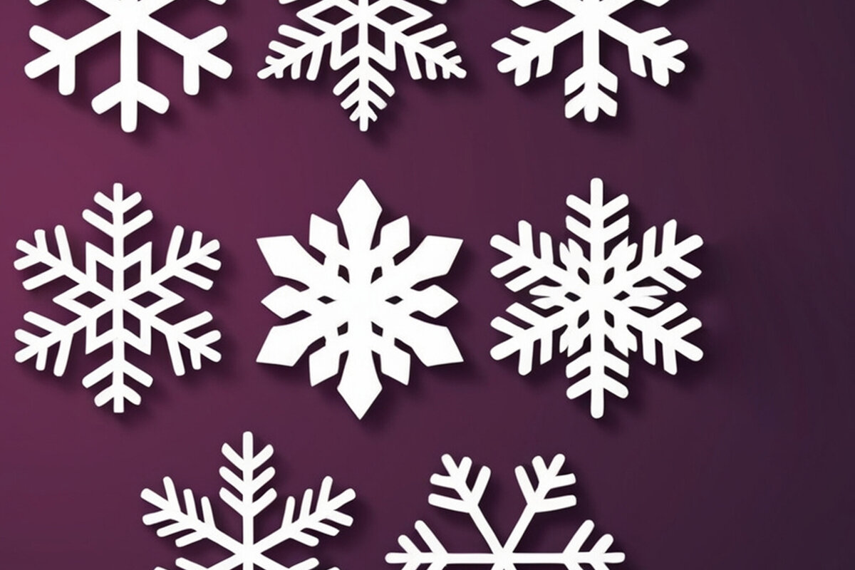 Σετ των 2 Intra απο ξύλο plywood 3mm-4mm πάχος – Αρχείο κομμένο σε χαρτί Snowflakes Δίασταση  20x20 cm INTRAFABR-108564507