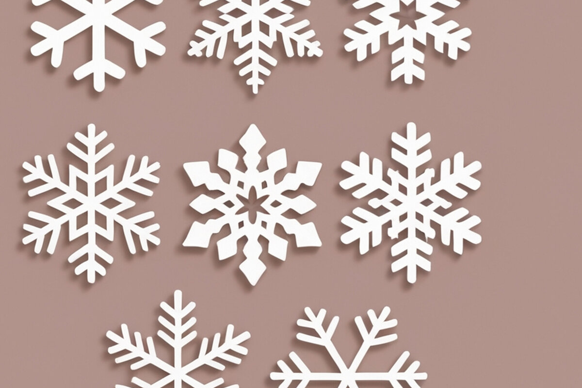 Σετ των 2 Intra απο ξύλο plywood 3mm-4mm πάχος – Αρχείο κομμένο σε χαρτί Snowflakes Δίασταση  20x20 cm INTRAFABR-108564117