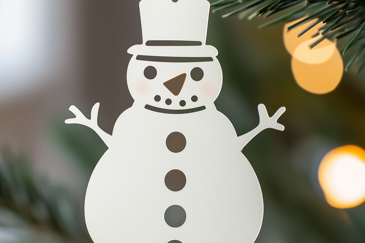 Σετ των 2 Intra απο ξύλο plywood 3mm-4mm πάχος – Paper Cut Snowman Δίασταση  20x20 cm INTRAFABR-107802774