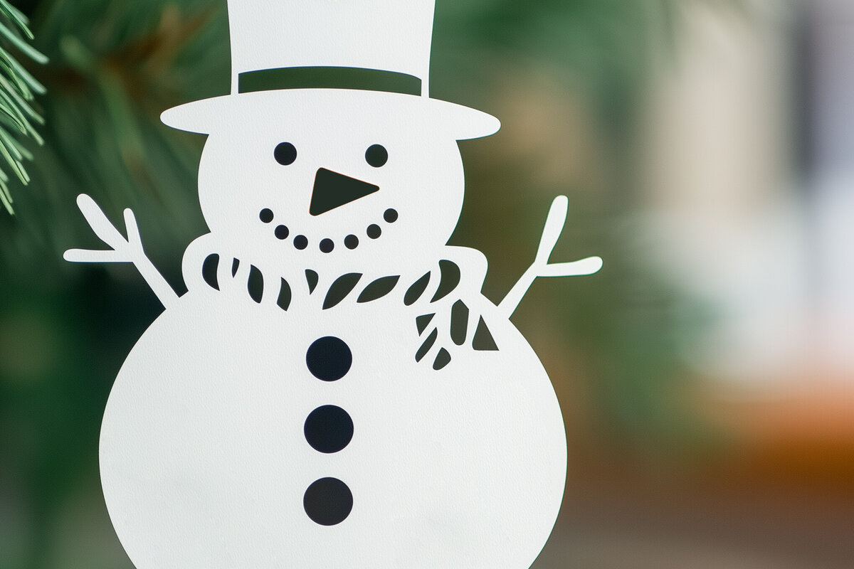 Σετ των 2 Intra απο ξύλο plywood 3mm-4mm πάχος – Paper Cut Snowman Δίασταση  20x20 cm INTRAFABR-107802912