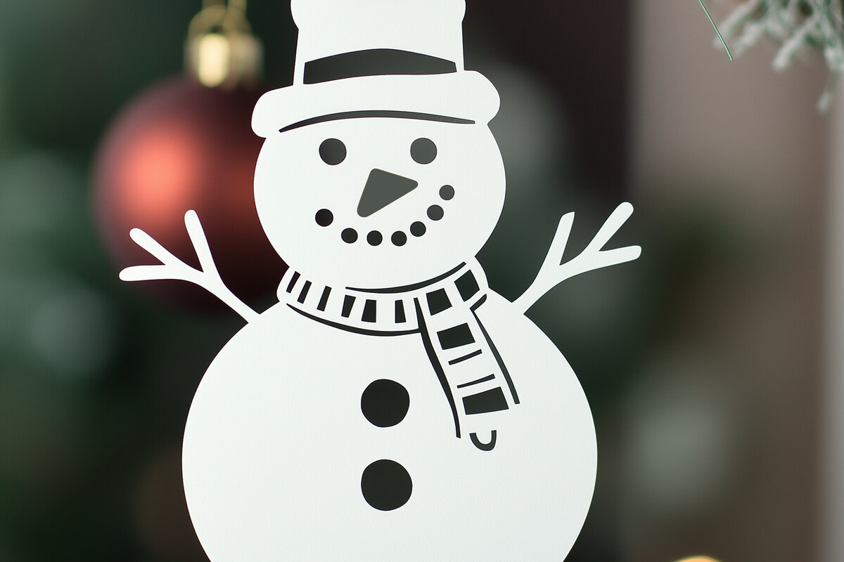 Σετ των 2 Intra απο ξύλο plywood 3mm-4mm πάχος – Paper Cut Snowman Δίασταση  20x20 cm INTRAFABR-107801084