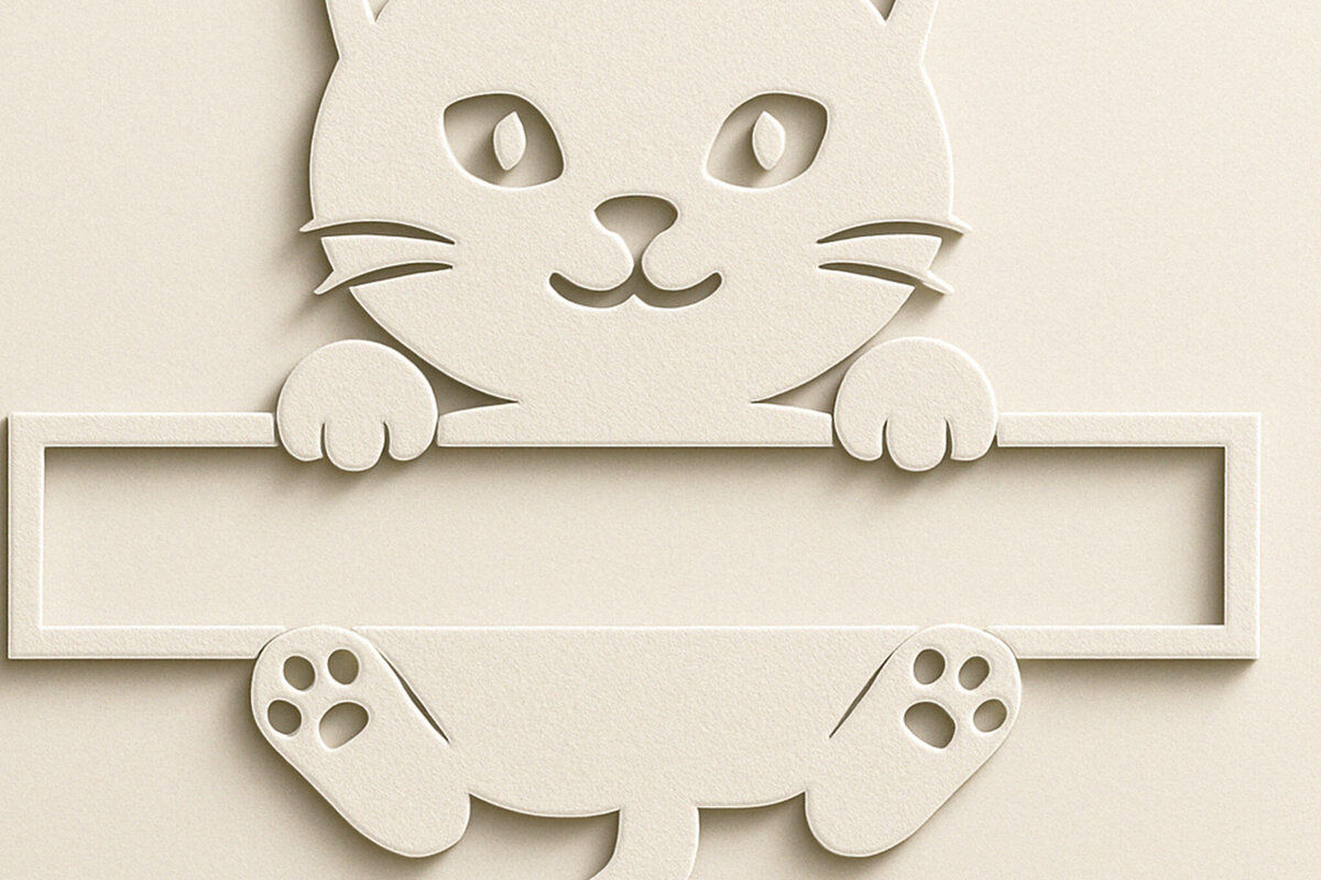 Σετ των 2 Intra απο ξύλο plywood 3mm-4mm πάχος – Κοπή χαρτιού Split Cat Monogram Cut Fil Δίασταση  20x20 cm INTRAFABR-120015740