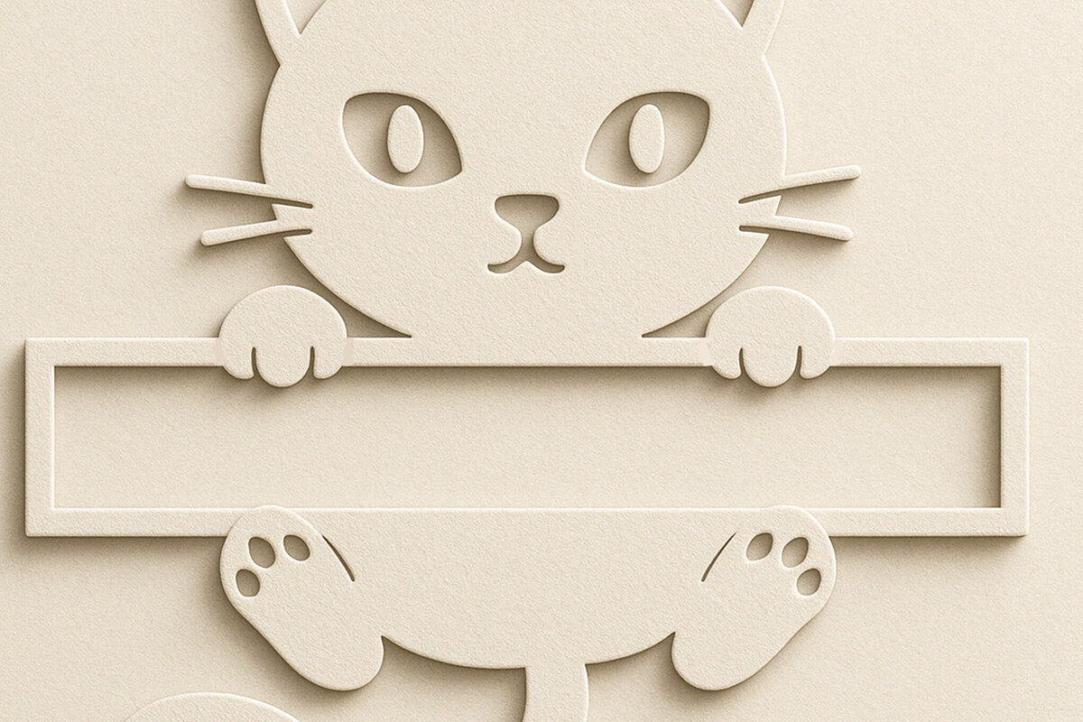 Σετ των 2 Intra απο ξύλο plywood 3mm-4mm πάχος – Κοπή χαρτιού Split Cat Monogram Cut Fil Δίασταση  20x20 cm INTRAFABR-120016290