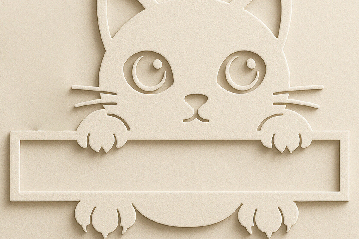 Σετ των 2 Intra απο ξύλο plywood 3mm-4mm πάχος – Κοπή χαρτιού Split Cat Monogram Cut Fil Δίασταση  20x20 cm INTRAFABR-120017076