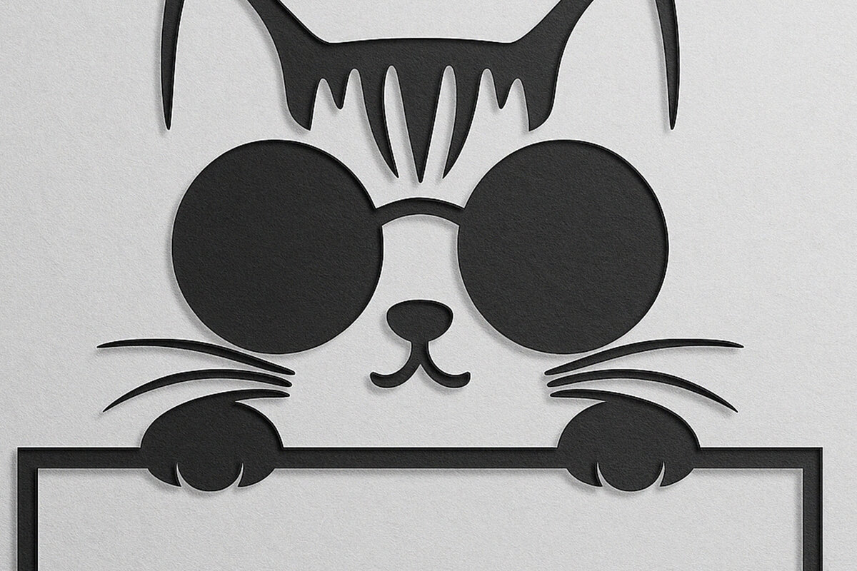 Σετ των 2 Intra απο ξύλο plywood 3mm-4mm πάχος – Κοπή χαρτιού Split Cat Monogram Cut Fil Δίασταση  20x20 cm INTRAFABR-120030257