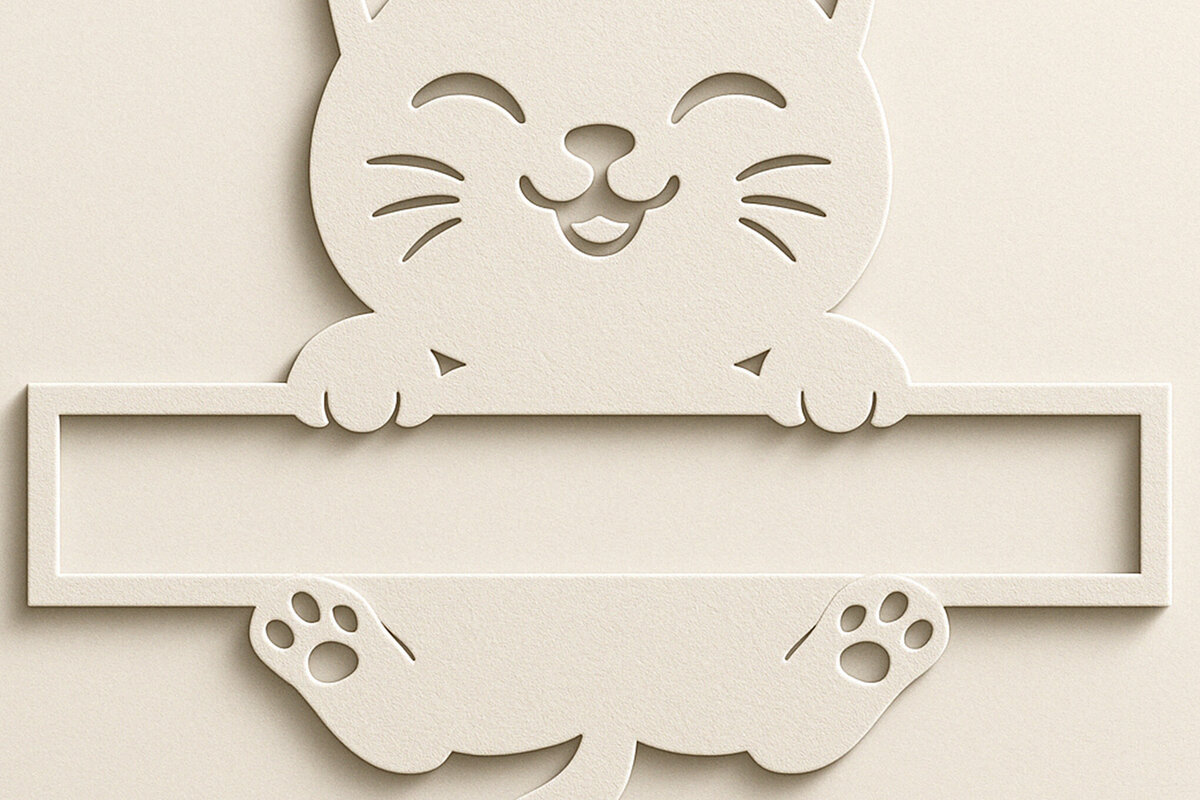 Σετ των 2 Intra απο ξύλο plywood 3mm-4mm πάχος – Paper Cut Split Cat Monogram Δίασταση  20x20 cm INTRAFABR-120015328
