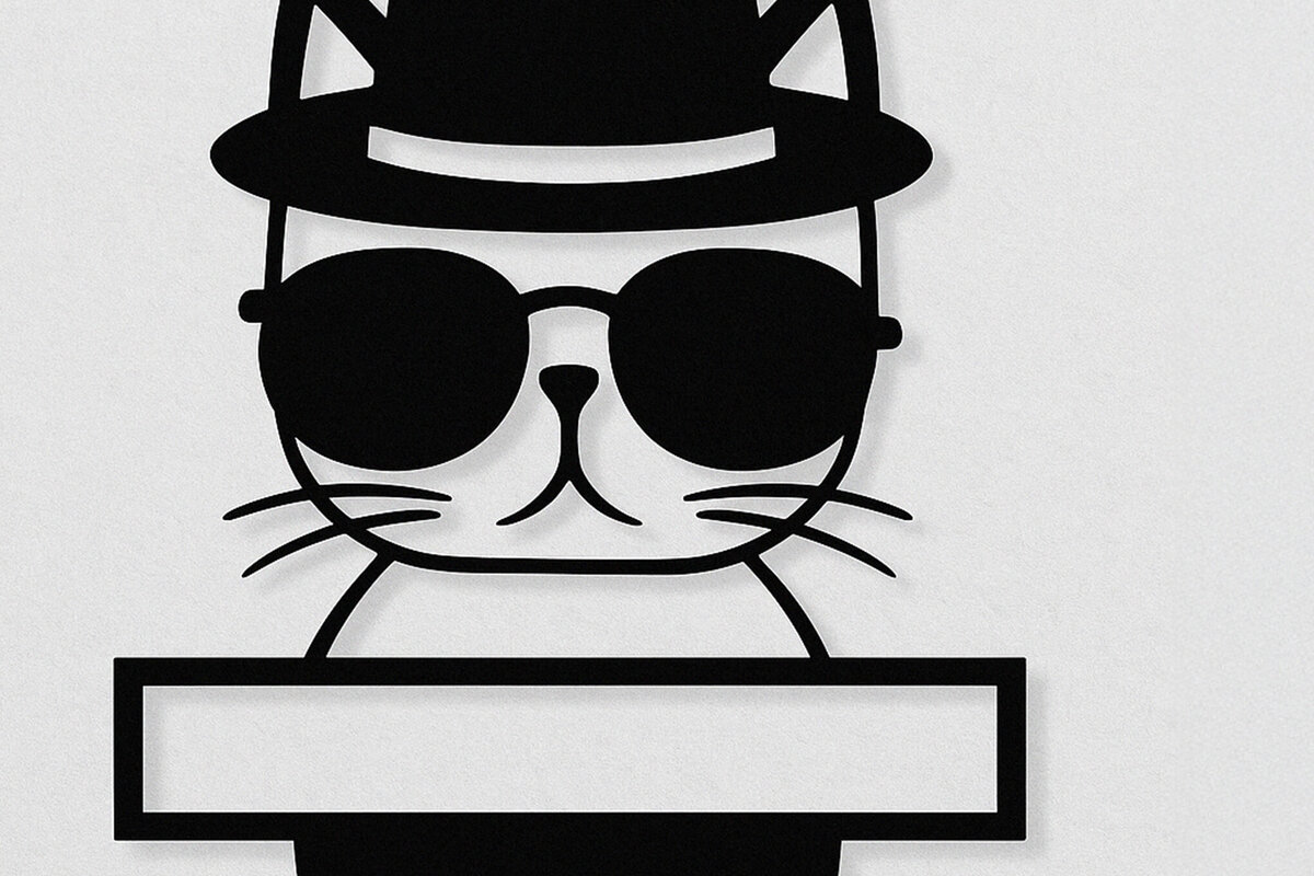 Σετ των 2 Intra απο ξύλο plywood 3mm-4mm πάχος – Paper Cut Split Cat Monogram Δίασταση  20x20 cm INTRAFABR-120028389