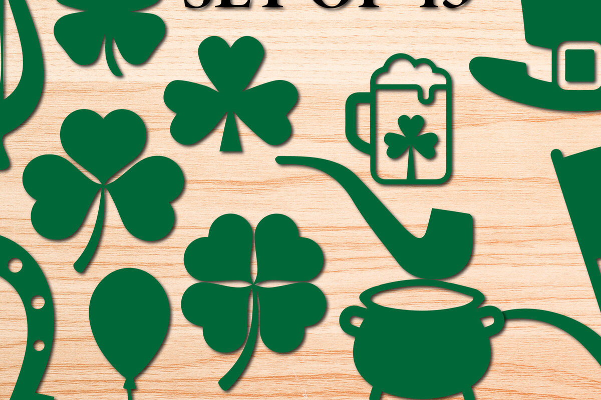 Σετ των 2 Intra απο ξύλο plywood 3mm-4mm πάχος – Πακέτο Paper Cut St Patrick’s Day Δίασταση  20x20 cm INTRAFABR-25288824
