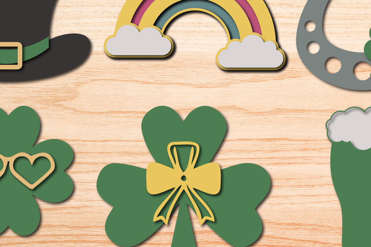 Σετ των 2 Intra απο ξύλο plywood 3mm-4mm πάχος – Πακέτο Paper Cut St Patrick’s Day Δίασταση  20x20 cm INTRAFABR-25311480