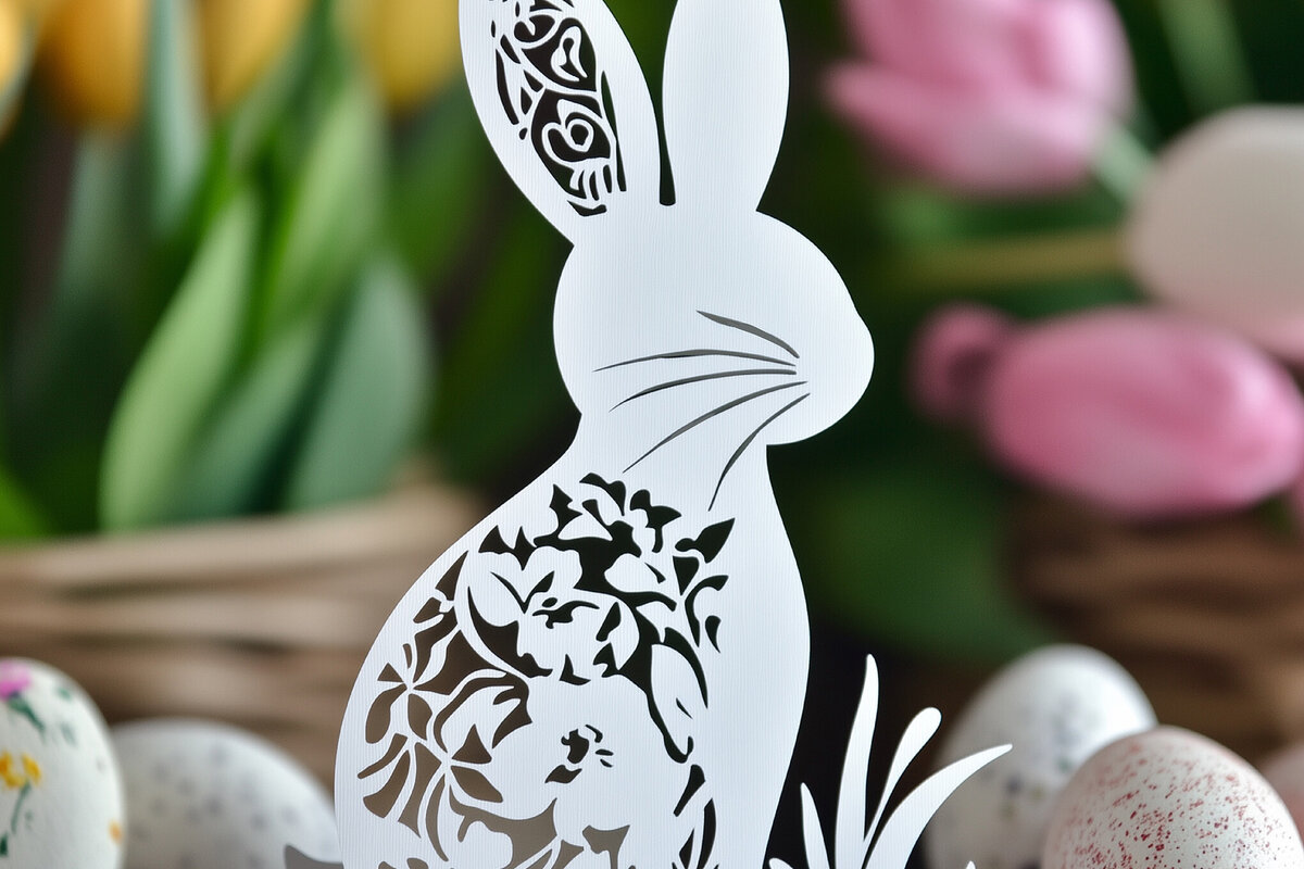 Σετ των 2 Intra απο ξύλο plywood 3mm-4mm πάχος – Paper Cut Standing Bunny Δίασταση  20x20 cm INTRAFABR-117108291