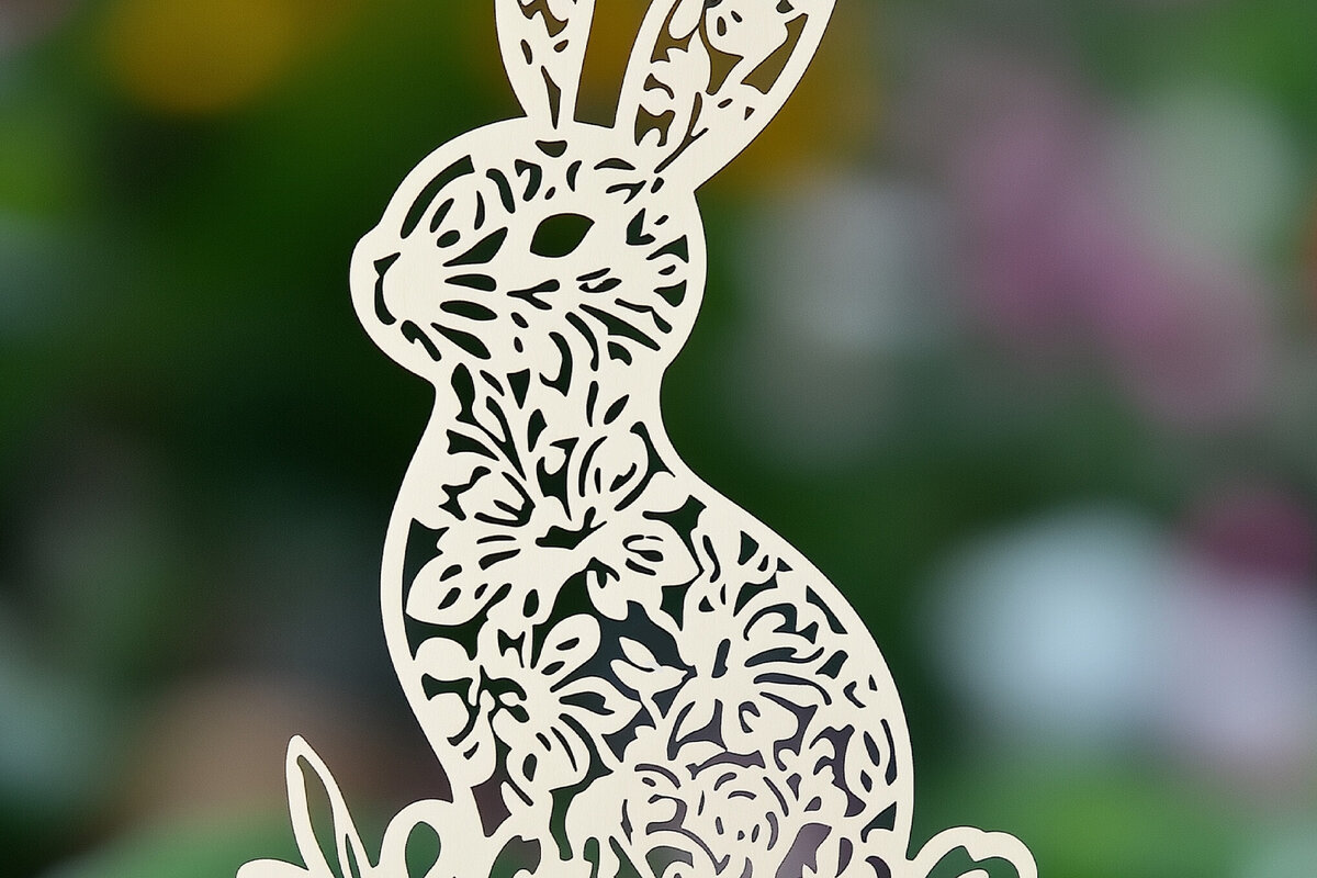 Σετ των 2 Intra απο ξύλο plywood 3mm-4mm πάχος – Paper Cut Standing Bunny Δίασταση  20x20 cm INTRAFABR-117252269