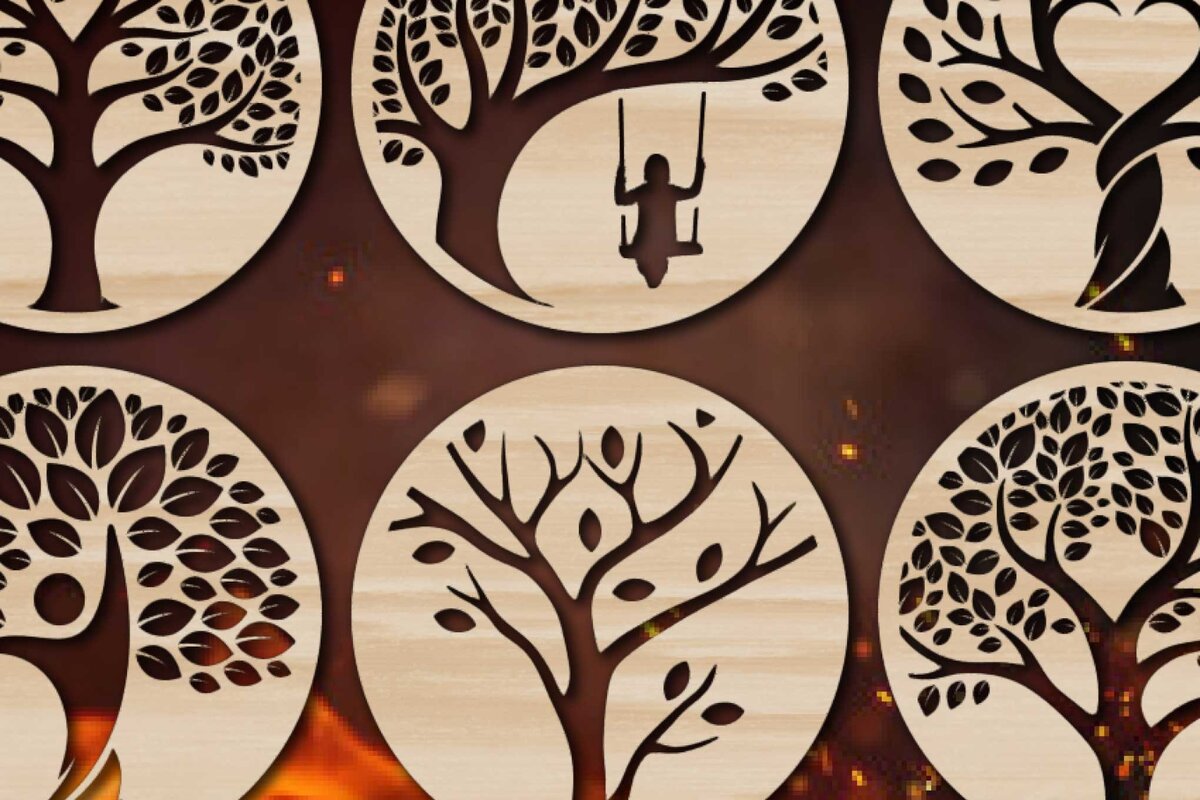 Σετ των 2 Intra απο ξύλο plywood 3mm-4mm πάχος – Δέσμη κομμένα στολίδια δέντρων Δίασταση  20x20 cm INTRAFABR-76289314