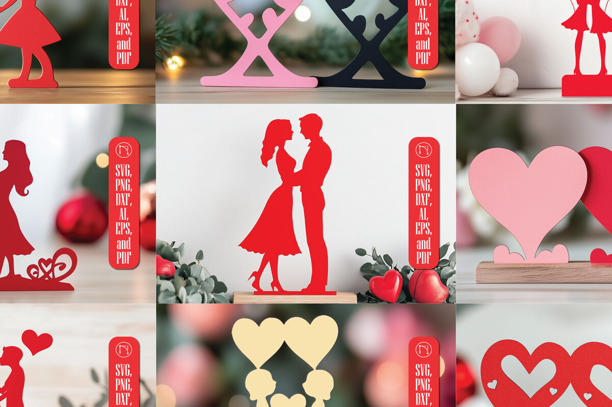 Σετ των 2 Intra απο ξύλο plywood 3mm-4mm πάχος – Paper Cut Valentine Decor BBundle Δίασταση  20x20 cm INTRAFABR-112570241