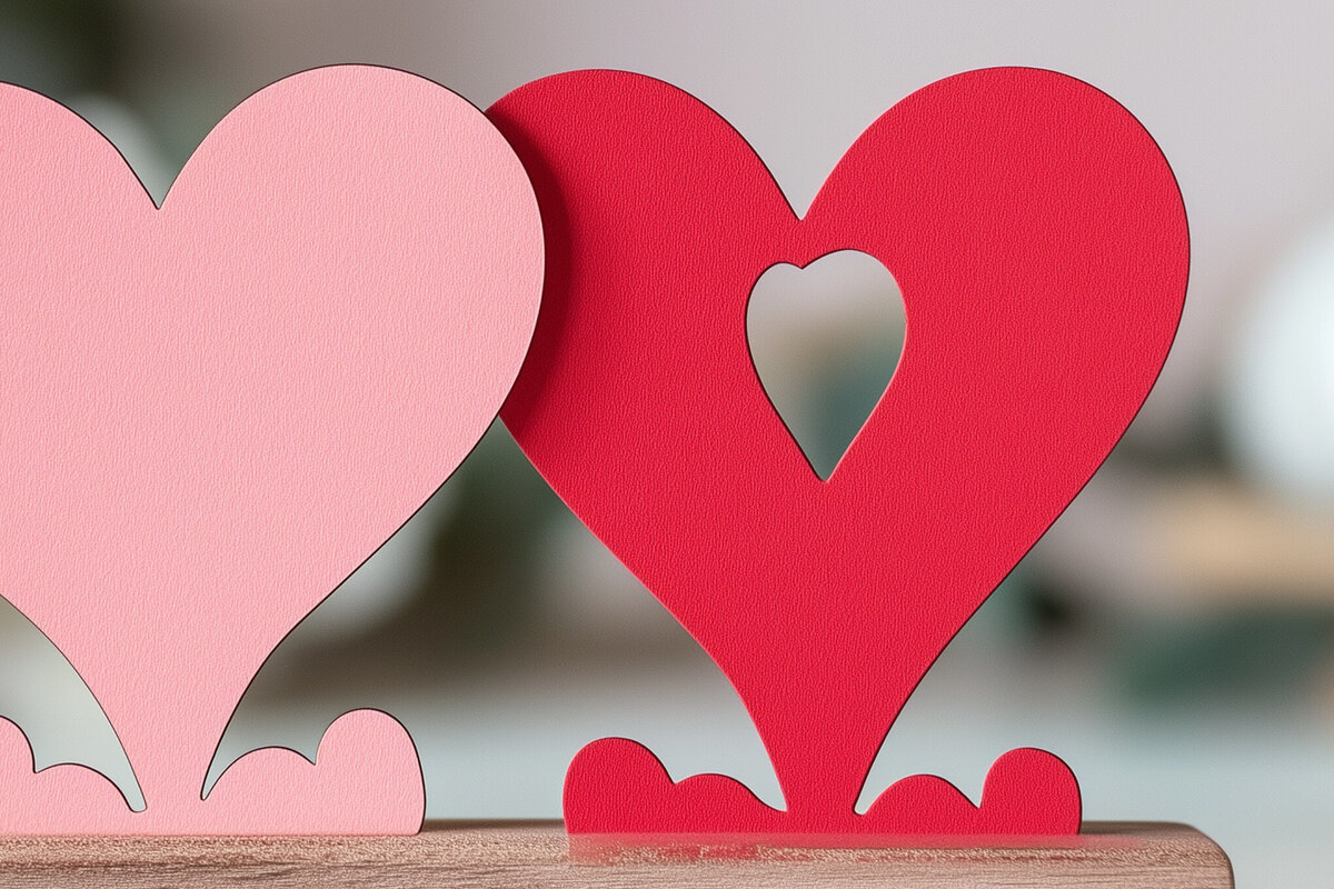 Σετ των 2 Intra απο ξύλο plywood 3mm-4mm πάχος – Paper Cut Valentine Decor Δίασταση  20x20 cm INTRAFABR-112551760