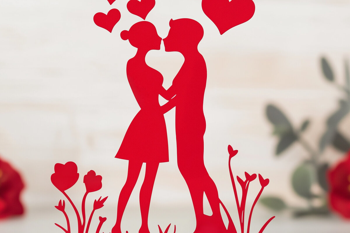 Σετ των 2 Intra απο ξύλο plywood 3mm-4mm πάχος – Paper Cut Valentine Decor Δίασταση  20x20 cm INTRAFABR-112558856